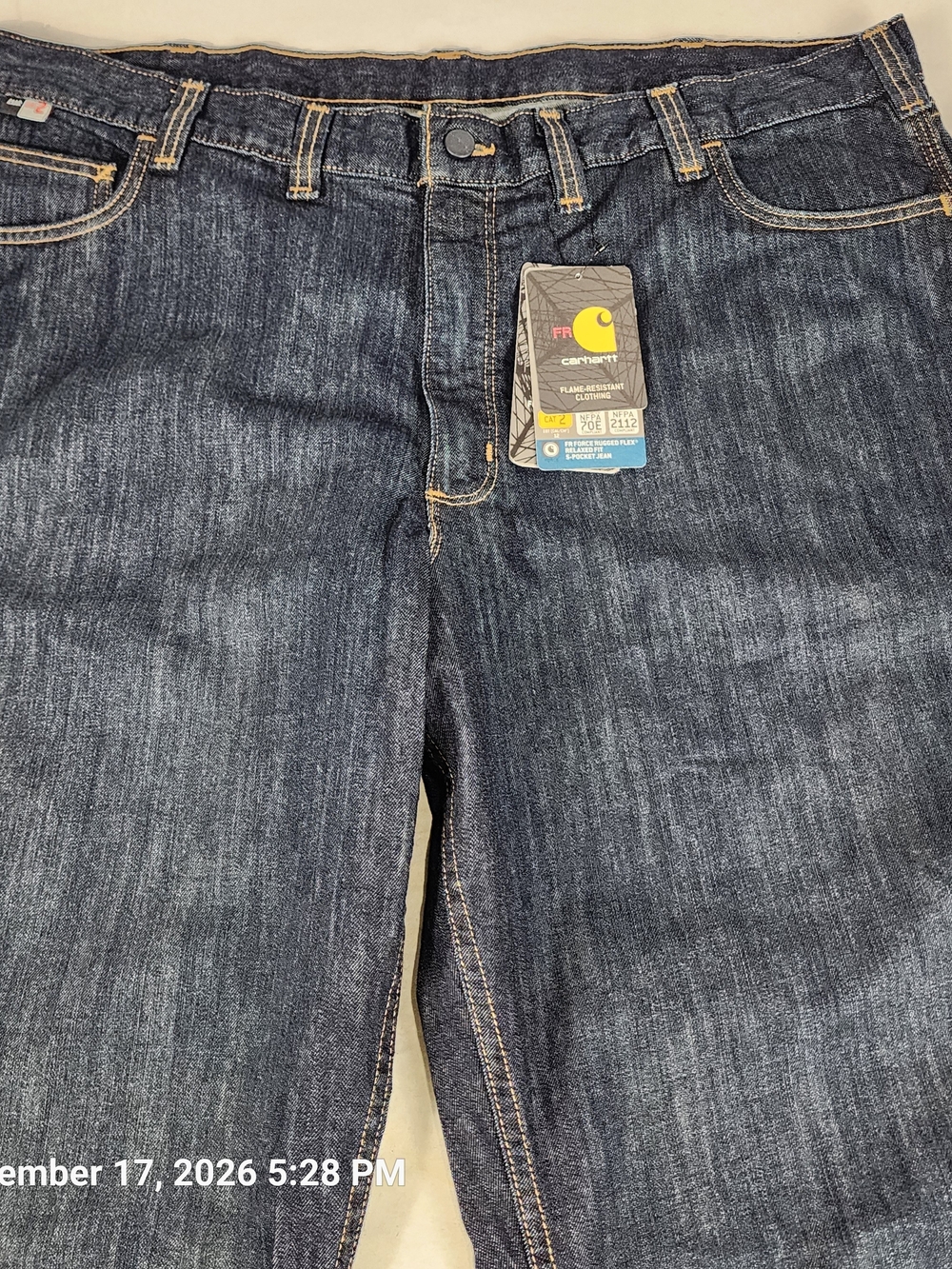 Carhartt FR Force Rugged Flex Relaxed Fit Men's Cat 2 Blue Denim Jeans